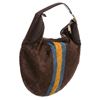 Image 3 : Gucci Brown Velvet Yellow Blue Stripe Horesbit Leather Shoulder Bag