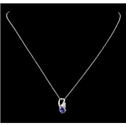 0.76 ctw Tanzanite and Diamond Pendant With Chain - 18KT White Gold