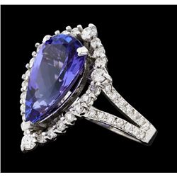 4.16 ctw Tanzanite and Diamond Ring - 14KT White Gold