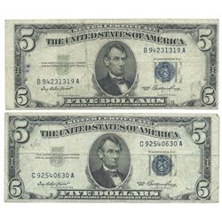 1953 $5 Silver Certificate Currency Lot of 2