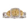 Image 1 : 0.74 ctw Yellow and White Diamond Ring - 18KT White and Yellow Ring