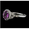 Image 1 : 1.49 ctw Pink Sapphire and Diamond Ring - 14KT White Gold