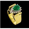 Image 4 : 1.00 ctw Emerald and Diamond Ring - 18KT Yellow Gold