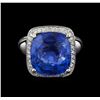 Image 2 : GIA Cert 13.93 ctw Blue Sapphire and Diamond Ring - 14KT White Gold