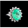 Image 1 : 9.08 ctw Emerald and Diamond Ring - 14KT White Gold