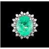 Image 2 : 9.08 ctw Emerald and Diamond Ring - 14KT White Gold