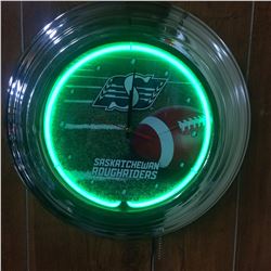 SASKATCHEWAN ROUGHRIDERS NEON WALL CLAOCK