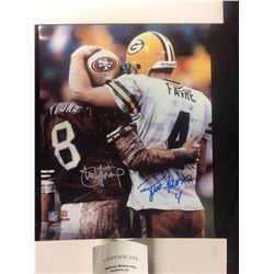 Dual autographed 12 X 18 Brett Favre and Young Photo w coa