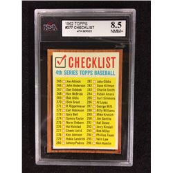 1962 TOPPS #277 CHECKLIST 4TH SERIES (8.5 NMM+) KSA