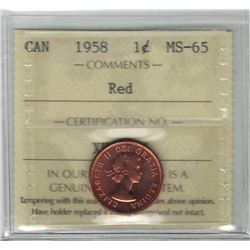 Canada 1958 Cent ICCS MS65 Red
