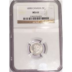 Canada 1898 Silver 5 Cent NGC MS61
