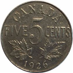 Canada 1926 Far 6 Nickel 5 Cent