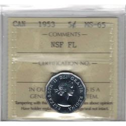 Canada 1953 NSF FL Nickel 5 Cent ICCS MS65