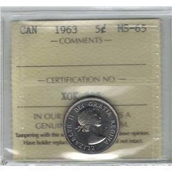 Canada 1963 Nickel 5 Cent ICCS MS65