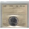 Image 1 : Canada 1966 Nickel 5 Cent ICCS MS64