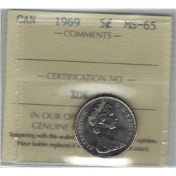 Canada 1969 Nickel 5 Cent ICCS MS65