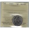 Image 1 : Canada 1969 Nickel 5 Cent ICCS MS65