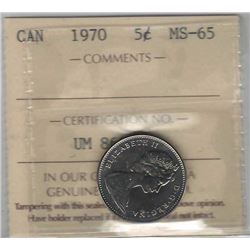 Canada 1970 Nickel 5 Cent ICCS MS65