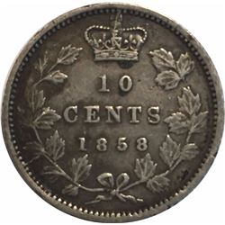 Canada 1858 Silver 10 Cents