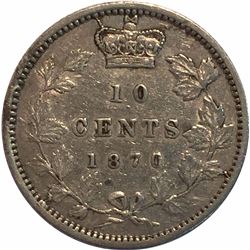 Canada 1870 Wide 0 0/0 Silver 10 Cents