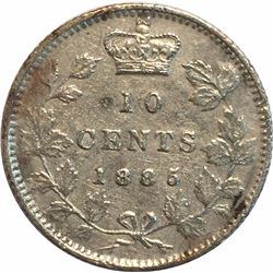 Canada 1885 Obv.5 Silver 10 Cents
