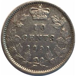Canada 1891 22 Leaves Silver 10 Cents