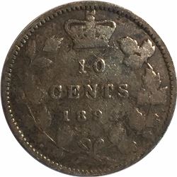 Canada 1893 Round Top 3 Silver 10 Cents RARE VARIETY
