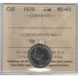Canada 1970 10 Cents ICCS MS65