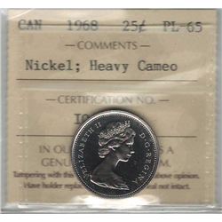 Canada 1968 Nickel 25 Cents ICCS PL65 Heavy Cameo