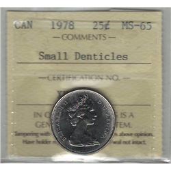 Canada 1978 25 Cents Small Denticles ICCS MS65