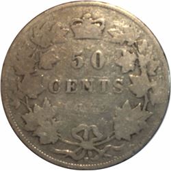 Canada 1872H Inverted A Silver 50 Cents