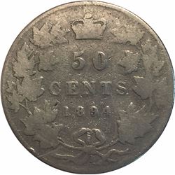 Canada 1894 Silver 50 Cents Key Date