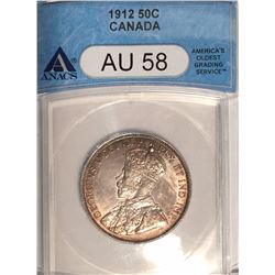 Canada 1912 Silver 50 Cents ANACS AU58