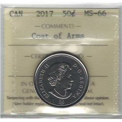 Canada 2017 50 Cents ICCS MS66 Coat of Arms
