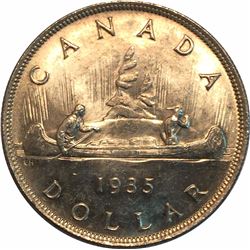 Canada 1935 Silver Dollar MS62