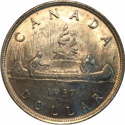 Canada 1937 Silver Dollar Double HP MS60