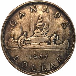 Canada 1947 Blunt 7 Silver Dollar