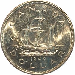 Canada 1949 Silver Dollar AU