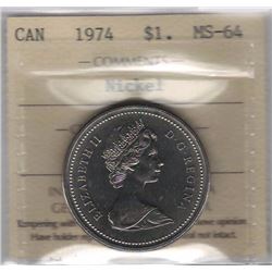 Canada 1974 Dollar Double Yoke #4 ICCS MS64