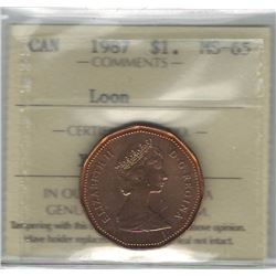 Canada 1987 Loonie ICCS MS65