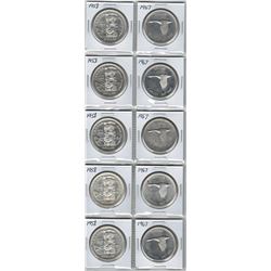 10x Canada 1958 & 1967 Silver Dollars