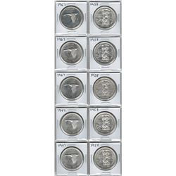 10x Canada 1958 & 1967 Silver Dollars