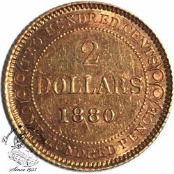 Canada Newfoundland 1880 $2 Gold Only 2500 Minted Scarce!