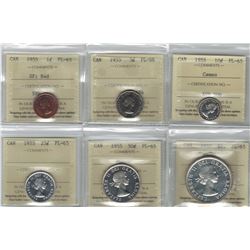 Canada 1955 Proof Like Set. ICCS Certified.