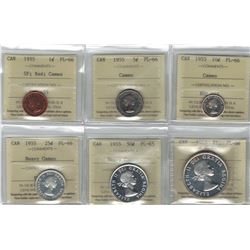 Canada 1955 Proof Like Set. ICCS Certified.