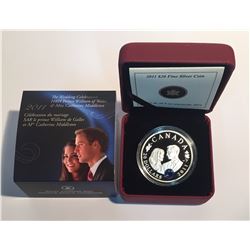 Canada 2011 $20 Prince William of Wales & Miss Catherine Middleton Wedding Celebration Silver Coin