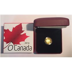 Canada 2013 $5 The Beaver O Canada Series 1/10 oz Pure Gold Coin