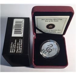 Canada 2013 $10 The Year of The Snake Silver Coin