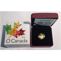 Canada 2014 $5 O Canada - Bison 1/10 oz Pure Gold Coin