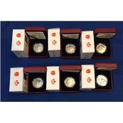 Canada 2014 $10 1/2 oz Pure Silver Coins. 6 coins all in individual boxes.